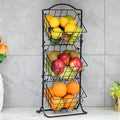 Wetheny 3-Tier Fruit Basket Fruit Bowl for Kitchen Counter or Floor - Fruit Holder Produce Basket for Vegetables and Snacks -Metal Market Storage Stand