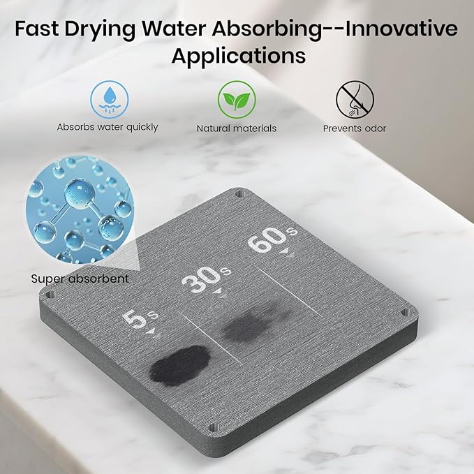 Toothbrush Holders with Quick Drying Mat—Black DiatomiteToothbrush and Toothpaste Holder for Bathroom—3 Slots Openwork Design Bathroom Counter Organizer for Electric Toothbrush,Razor, Toothpaste