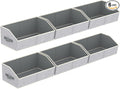 Storage Bins for Shelves - Large Trapezoid Closet Shelf Organizer, Fabric Organization Bins with Handles, Storage Baskets for Clothes, Towel, Purse, 6 Pack, Light Gray