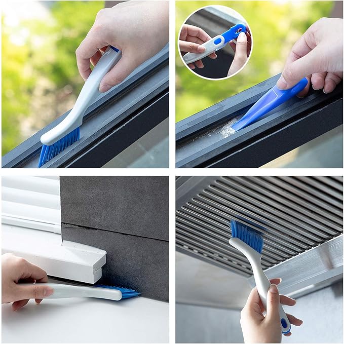 2 Pcs Cleaning Brush Small Scrub Brush for Cleaning Sink Scrub Brush with Handle, Bathroom Kitchen Edge Corner Grout Cleaning Brushes for Household Use, Window Track Cleaning Brush