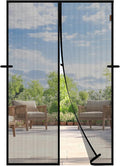 Magnetic Screen Door, Fits 38'' x 82'' Door, Scratch-Proof Polyester, Keep Annoying Creatures Out, Pet Friendly Mesh, Easy Install, Hands-Free Entry with Strong Magnets Auto-Closure, Black