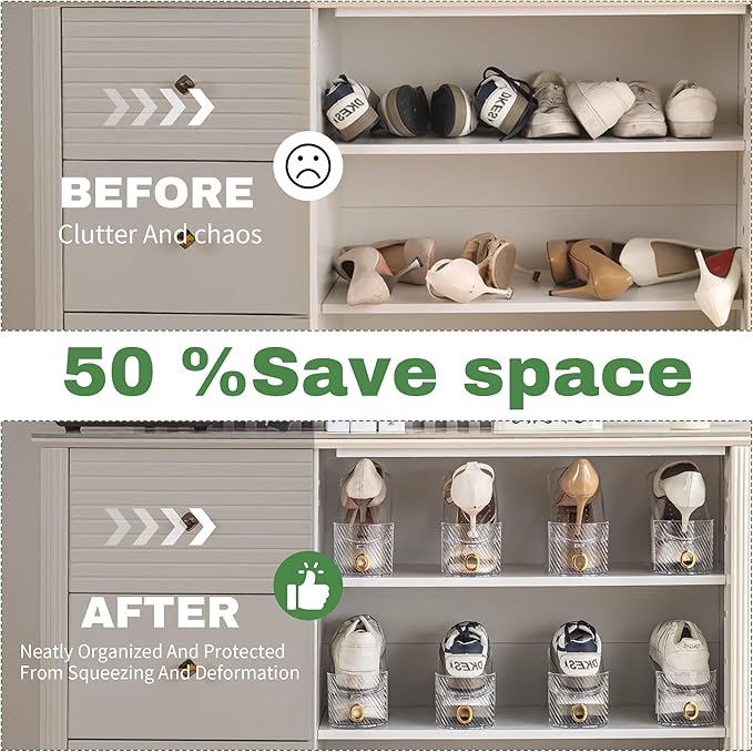 Shoe Slot Organizer 10 Pack - Shoe Slots，Can Save 50% of Shoe Stackers Space，Adjustable Shoe Stacking Device, Double-Layer Design for Shoe Slots Organizer for Closet.
