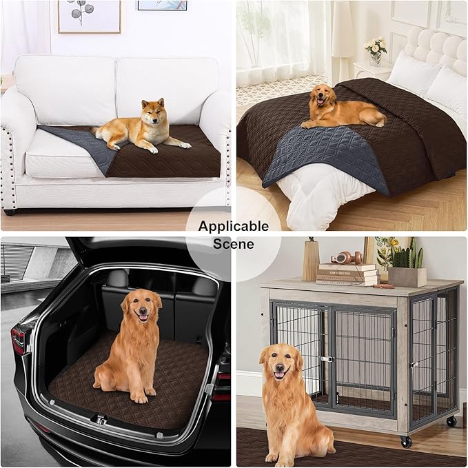 Smiry Reversible Waterproof Couch Covers for Sofa, Washable Dogs Couch Covers for 3 Cushion Sofa Pet Friendly, Water Resistant Furniture Protector Slipcover, Geometric (82"x82", Chocolate/Dark Grey)