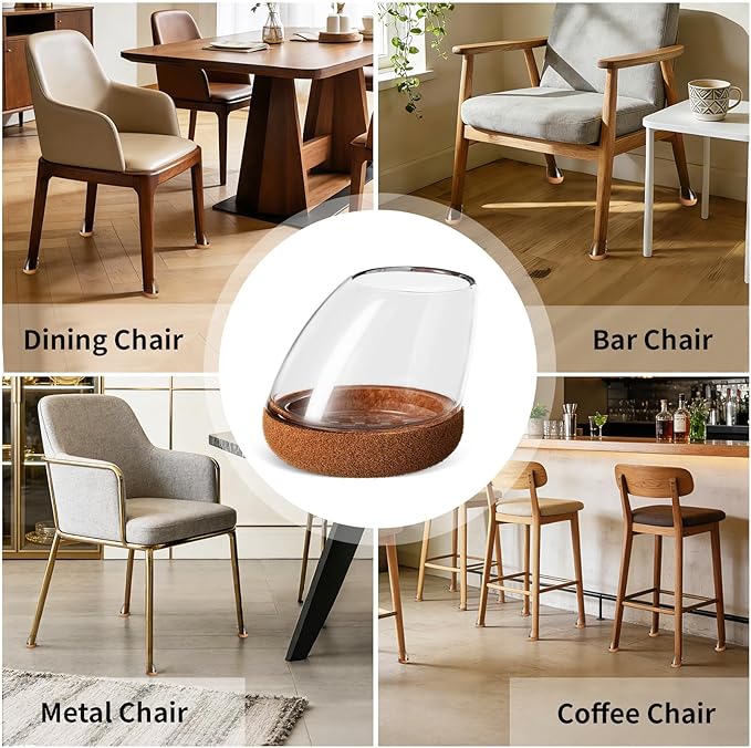 Ezprotekt 16 Pcs Chair Leg Floor Protectors, Silicone Covers Felt Furniture Pads for Hardwood Floors, Chair Leg Caps for Tilted Legs(15°-25°), Anti-Scratch and Reduce Noise Round Clear M Fit (0.8"-1")