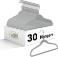 Quality Kids Plastic 30 Pack Non Velvet Non-Flocked Thin Compact Children's Hangers Swivel Hook for Shirts Blouse Coats (Gray, 30)