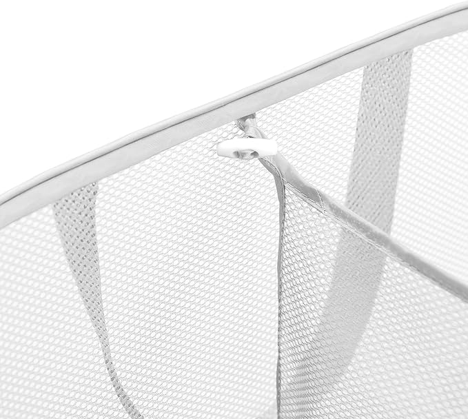 Foldable Laundry Basket - Popup and Collapsible, Durable Mesh Material, Folds for Storage, Easy Carry Handles - Great Hamper for College Dorm, Laundry Room or Travel (White, 2-Compartments)