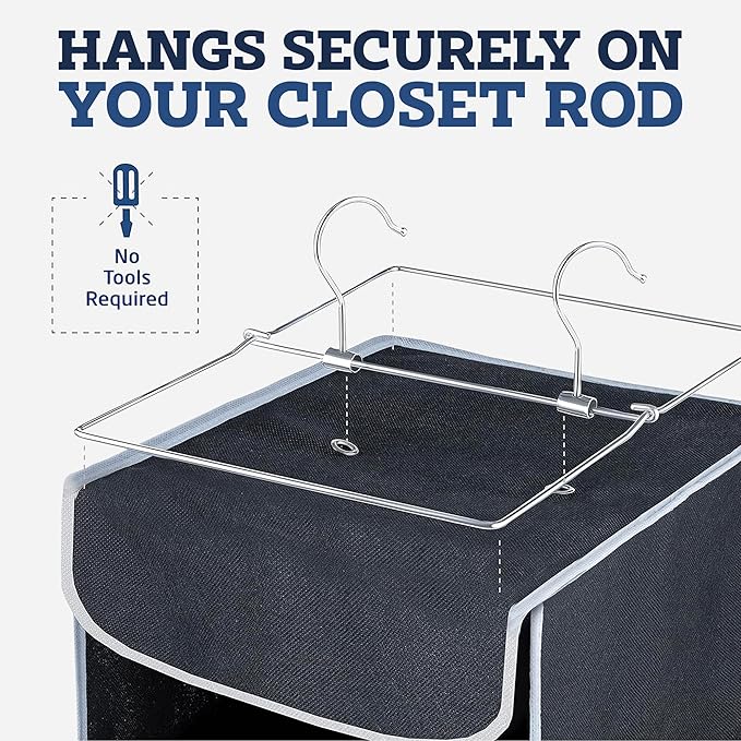 ZOBER Hanging Closet Organizer, 10-Shelf - Hanging Storage Organizer Shelves for Clothes, Towels, Toys - College Dorm Room, Nursery, & Home Closet