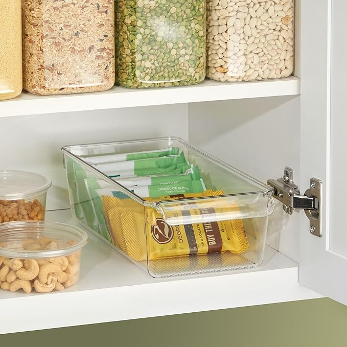 iDesign Fridge Storage Bin with Handle - Fridge Tray for Meats and Cheeses - Set of 2 - Clear