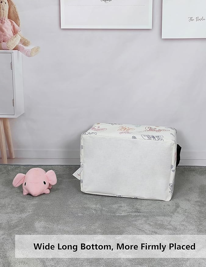 QUEENLALA Rectangular Laundry Hamper/Foldable Nursery Laundry Basket for Organizing/Storage Bin Baskets/Children Toy Office Bedroom/Toy Bin Closet Shelf Baskets（Rec-Colorful Butterfly）