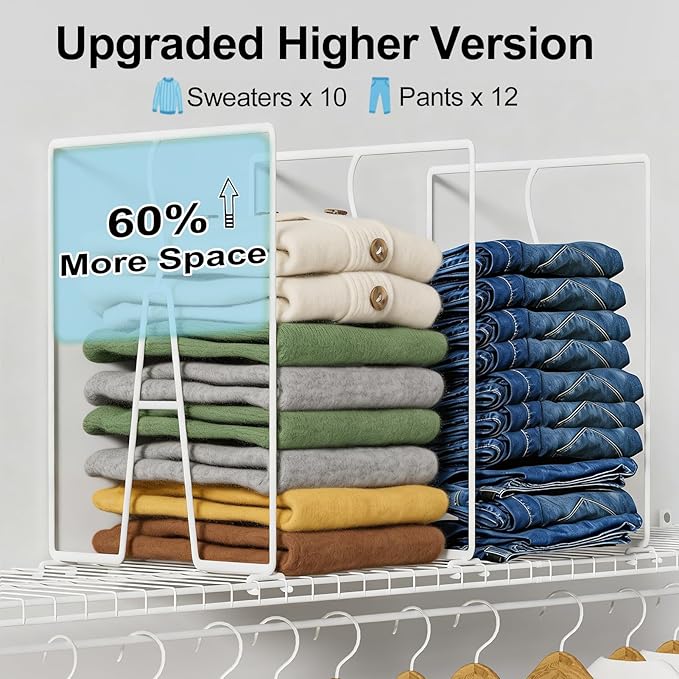 Wire Shelf Dividers for Closet: 16-inch Tall 12-inch Deep 6 Pack Wire Rack Accessories - Adjustable Purse Organizer for Sweaters Clothes Towels- Metal Linen Closet Pantry Separators