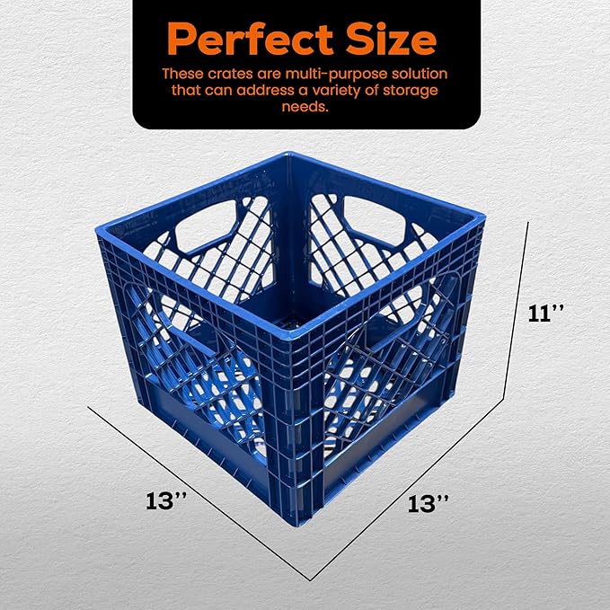 Juggernaut Storage 2 Pack Crates for Office Storage and Classroom Organization, 16 Quart, Blue