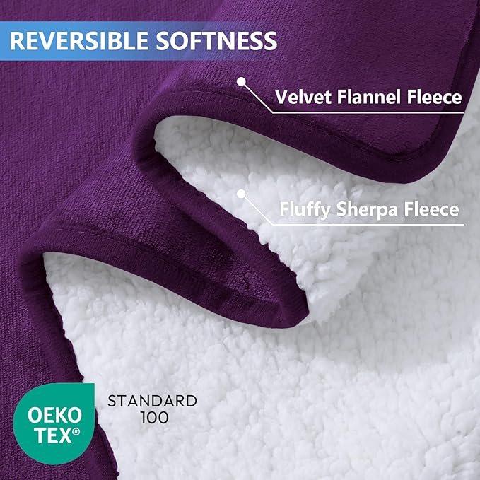 Smiry Waterproof Dog Bed Blanket, Leakproof Pet Throw Blanket for Bed Couch Sofa, Reversible Sherpa Fleece Furniture Protector Cover for Small Medium Large Dogs Cats (Purple, 32x40 inches)
