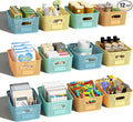 Plastic Storage Basket for Organizing 12 Pack Small Colored Storage Bins Container for Shelves, Colorful Shelf Baskets with Handles for Pantry Classroom Playroom Kitchen Cabinet Organization