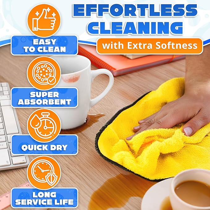 5 Pcs Thick Microfiber Cleaning Cloth – Dual-Layer Cleaning Rags, High-Tensile GSM 600 Fabric, Crafted for Effective Use – 11.8x11.8 Inches Microfiber Towels for Car Detailing, Window, Glass and House