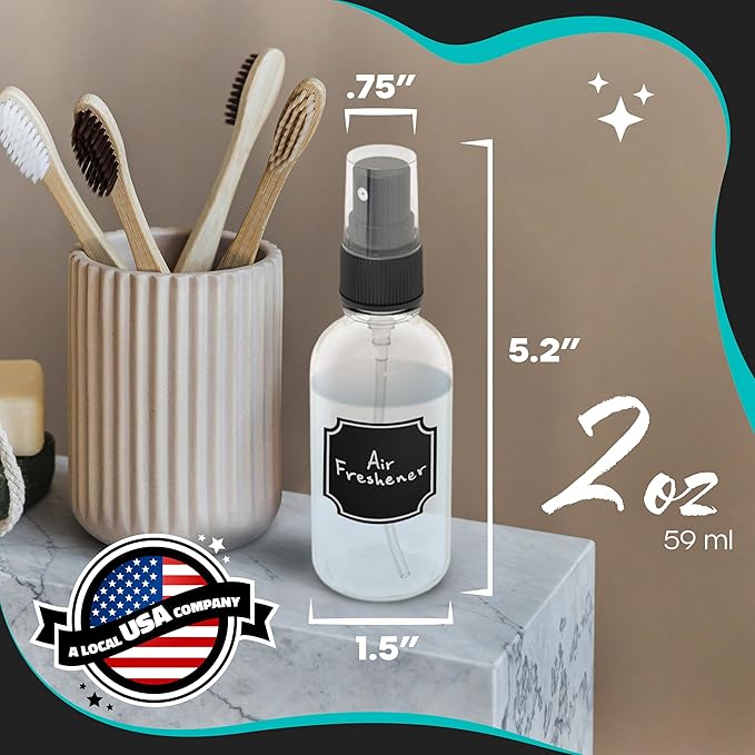 Nevlers 24PK Clear Small Spray Bottle 2 Oz Set |Versatile Ultra Fine Mist Spray Bottles | Mini Spray Bottle | Face Spray Bottle, Glass Spray Bottle for Hair, Essential Oil Spray Bottle Spritzer