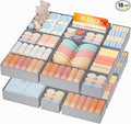 DIMJ Drawer Organizer Clothes Storage - 18 Pack Baby Dresser Organizer for Nursery, Foldable Closet Drawer Organizer Bins for Bedroom Organization, Fabric Storage Dividers for Socks, Underwears, Bras