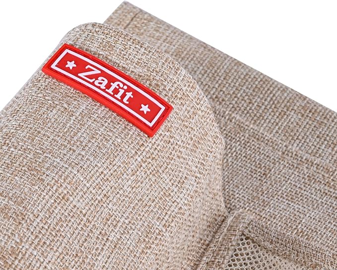 Zafit Linen 4 Pockets Bedside Caddy, Bedside Storage Organizer for Magazine, Remotes, Phone (Beige)