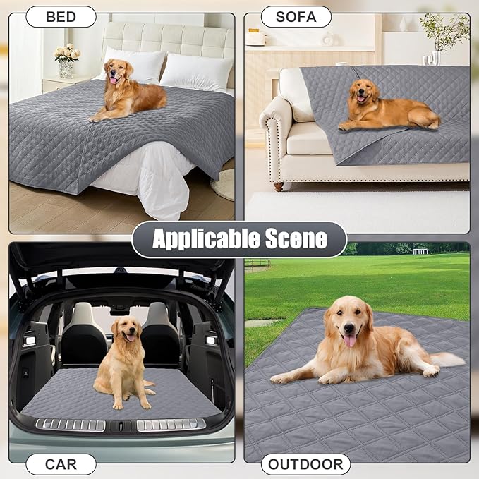 Smiry Waterproof Dog Bed Cover Pet Blanket, Soft Washable Dog Blanket for Furniture Bed Couch Sofa Reversible, Checkered (40"x70", Grey/Grey)