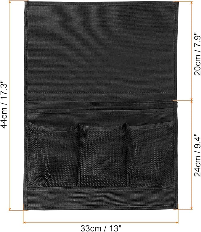 PATIKIL Bedside Caddy, Bed Caddy Bedside Organizer Bed Hanging Caddy 4 Pockets Bed Pockets Bedside Storage Hanging Storage Bag for Remote Control Bedroom Phones Glasses, Black