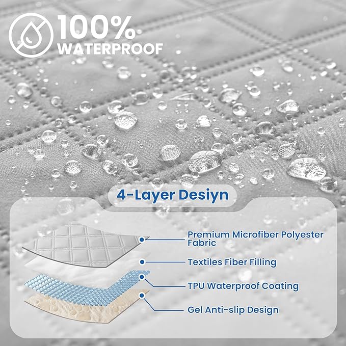Waterproof Dog Bed Cover, Non-Slip Dog Blanket for Couch, Couch Covers for Dogs Washable, Pet Blanket for Furniture, Pet Bed Mat for Sofa, Car, Pet Supplies (82x102 Inch, Light Grey)