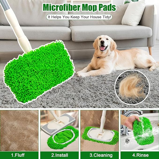 Mop Pads for Swiffer Sweeper Reusable Mop Dry Wet Mop Pad Refills Microfiber Replacement Sweeping Cloths Floor Cleaning Mopping Pad (5PCS)