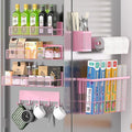 Magnetic Spice Rack for Refrigerator, 7 Pack Metal Magnetic Shelf, Moveable Magnetic Storage Fridge Organizer Pink, Spice Organizer, Hook Rack, Paper Towel Holder, Cutting Board Holder, HM5470