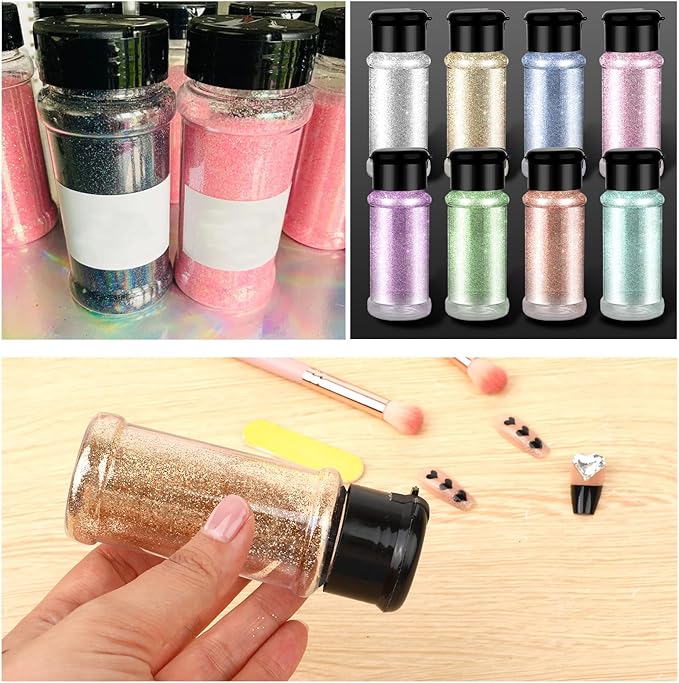 6 Pcs Plastic Spice Jars with Shaker Lids, 3 oz Seasoning Containers, Round Empty Spice Bottles Storage Clear Seasoning Bottles Storage Spice, Peppers, Salt for Spice Rack, Drawer, Cabinet