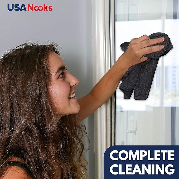 USANOOKS Premium 300GSM Microfiber Cleaning Cloth - 12.5"x12.5" High Performance - 1200 Washes, Ultra Absorbent Microfiber Towels for Cars Undercarriage, Rims & Engine Bay Cleaning - Microfiber Cloth