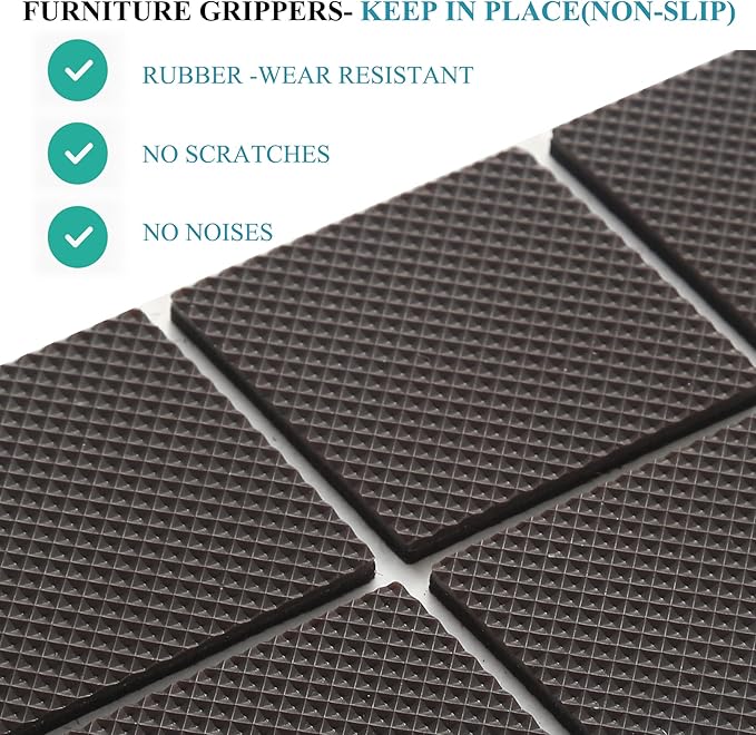 Non Slip Furniture Pads - Round, Square, Rectangle, Furnigear Premium 129 Pieces Furniture Grippers Chair Leg Pads Self Adhesive Rubber Chair Feet- Anti Scratches Furniture Pads for Hardwood Floors
