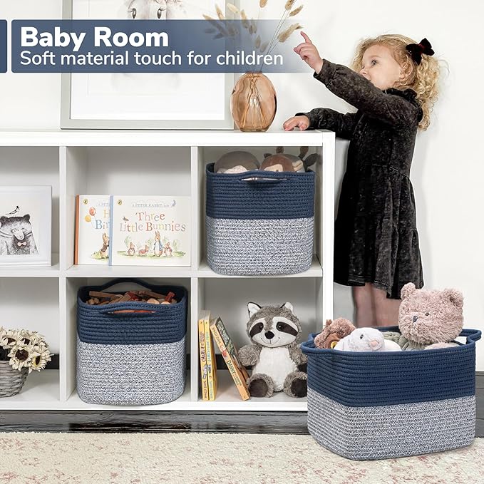Goodpick Cube Storage Bins - Shelf Baskets for Towel Book Clothes, Closet Storage Bins for Office Woven Toy Basket for Shelves Baby Laundry Basket, 13''x10''x 9''