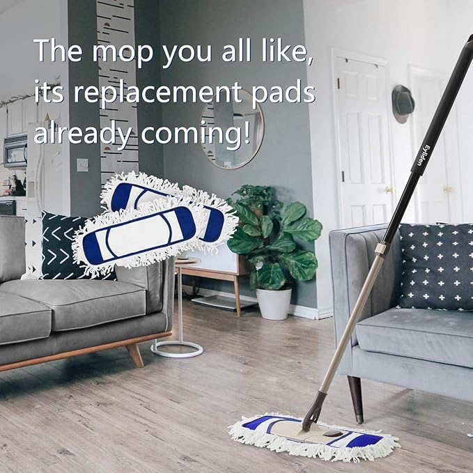 Eyliden Mop Pads (2 Pack) Wet Dry Dust Mop Pads for Hardwood Floors - Replacement Refills - Blue