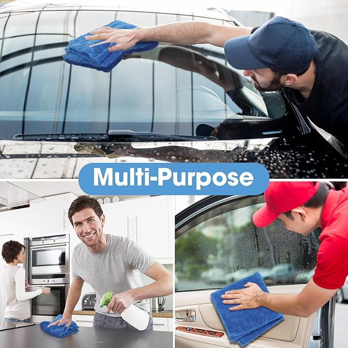 Shimeyao 30 Pcs 12.5 × 12.5 Inch Edgeless Microfiber Plush Towels for Cars Detailing Drying Wash Polishing Absorbent Cleaning Cloths, 500 GSM