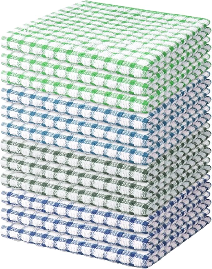 Nialnant 12 Pack Kitchen Dish Rags,100% Cotton Soft Absorbent Quick Drying Dish Cloths for Kitchen,Washing Dishes,Cleaning rags-11 x 11In