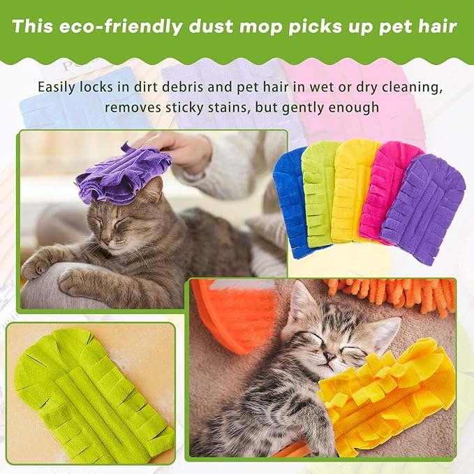 Zubebe 40 Pcs Duster Refill Reusable Fleece Duster Refills Feather Flat Dusters Multi Surface Washable Cleaning Pads Tools for Home, Blinds, Car, Pet, Furniture, Fans (Dark Color)