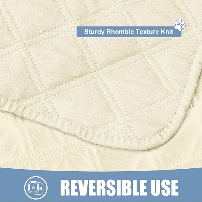Smiry Waterproof Dog Bed Cover Pet Blanket, Soft Washable Dog Blanket for Furniture Bed Couch Sofa Reversible, Checkered (30"x70", Beige/Beige)