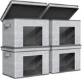 Univivi Foldable Fabric Storage Boxes Large Storage Bins with Lids [4-Pack] Collapsible Storage Cube Organizer, Closet & Bedroom Organization Containers, Home Storage Cube Box (Gray, 17“ x 12” x 12")