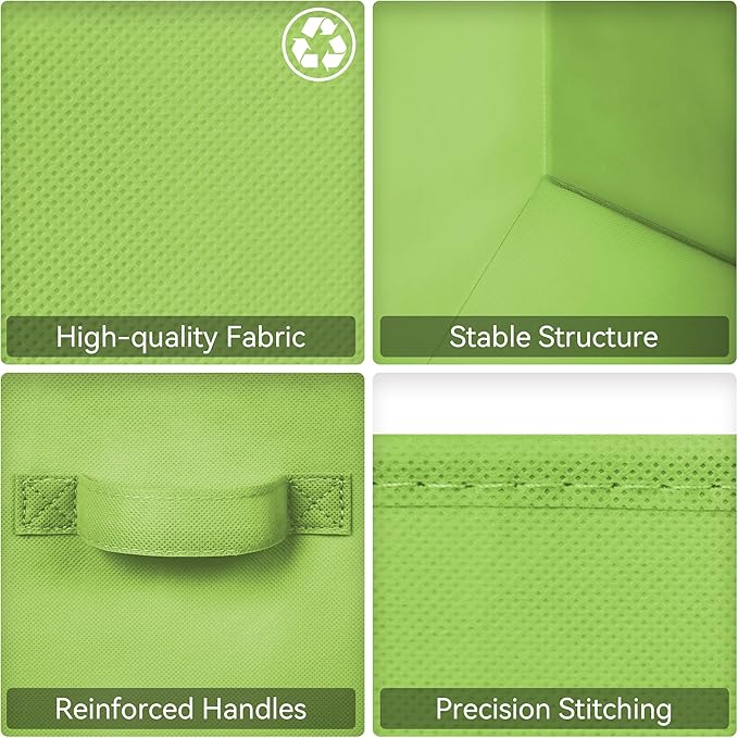 GRANNY SAYS Cube Storage Bins, 11 Inch Cube Storage Organizer, Fabric Storage Bins, Storage Cubes for Shelves, Closet, Light Green, 6-Pack