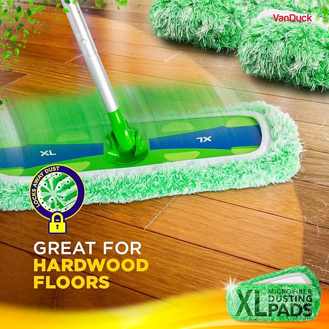 VanDuck X-Large Dust Mop Refill for Swiffer XL (2 Pack) - Microfiber Pet Heavy Duty Dry Sweeping Refills - Reusable Mop Pad
