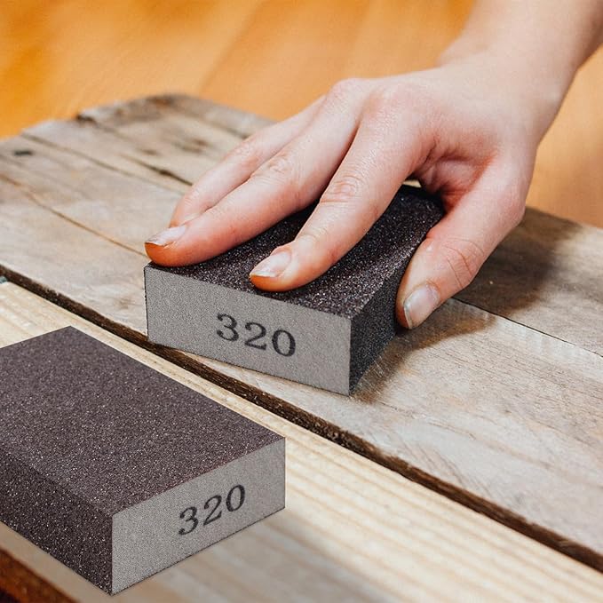 Romeda 8-Pack Sandpaper Block, 320 Grits Washable and Reusable Handmade Sanding Sponge, Drywall Sandpaper Blocks for Wooden Drywall Sheetrock and Metal Glazing