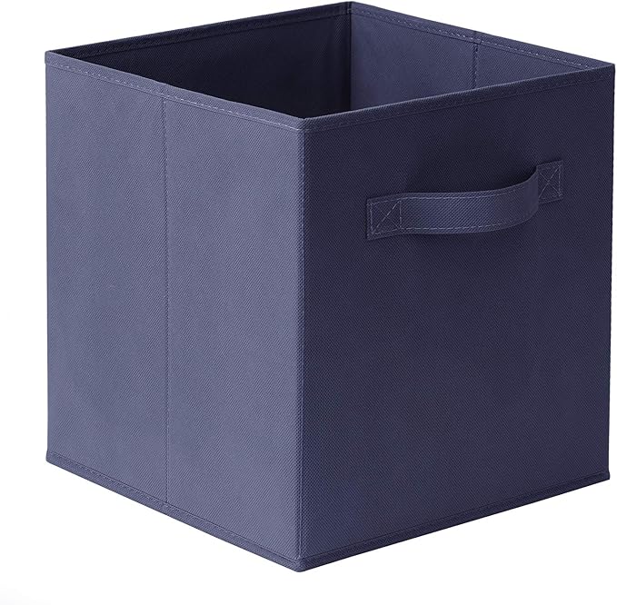 Casafield Set of 6 Collapsible Fabric Cube Storage Bins, Navy Blue - 11" Foldable Cloth Baskets for Shelves, Cubby Organizers & More