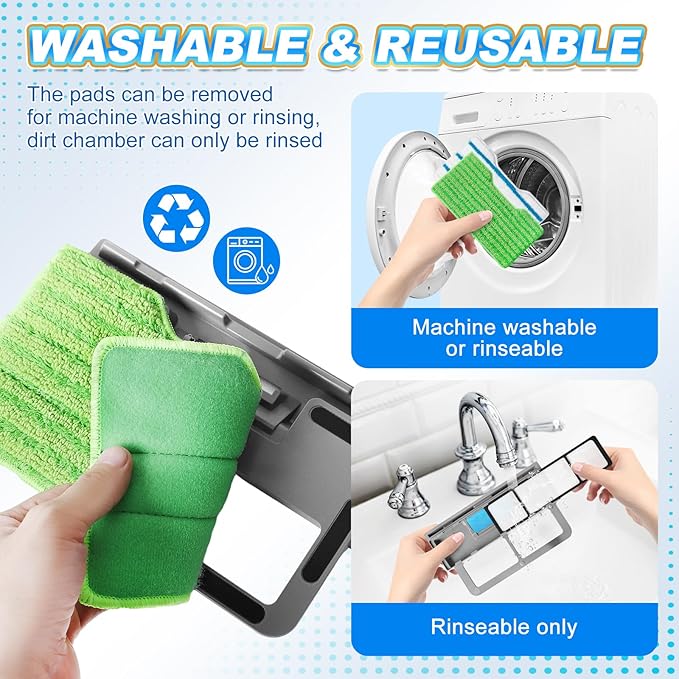 KEEPOW Reusable Microfiber Mop Pads Compatible with Shark VACMOP VM252 VM200 VM401 VM180 VM252GN VC205 VM250 Cordless Hard Floor Vacuum Mop, Compatible with VACMOP Replacement Pads, 1+1+1+1 Pack