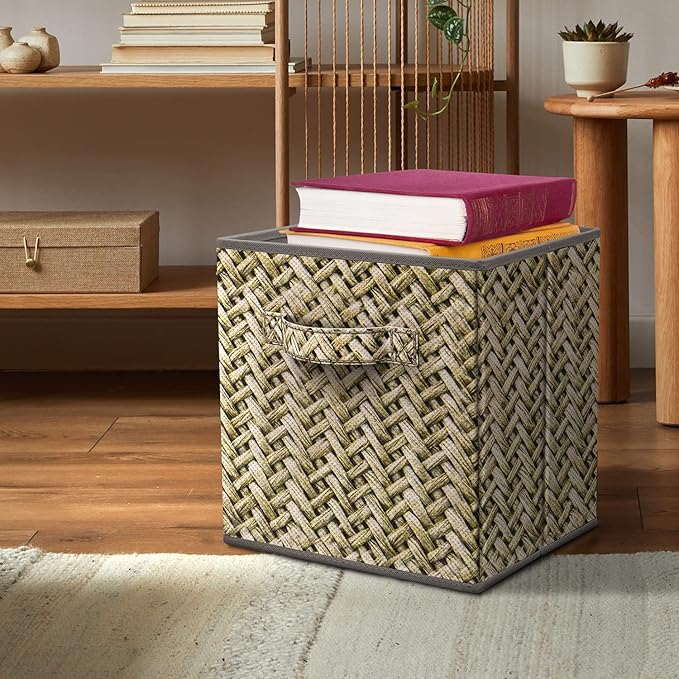 Sorbus Foldable Storage Bins - 11 Inch Sturdy Collapsible Fabric Storage Cubes with Handle - 4 Baskets for Organizing Clothes & Toys - Organization & Storage Baskets for Shelves, Pantry, Closet, Cubby