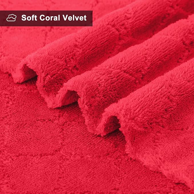 Homaxy 12 Pack Dish Towels for Kitchen (13 x 19 Inches, Red), Super Soft and Absorbent Coral Velvet Dish Cloths for Washing Dishes, Nonstick Oil Fast Drying Microfiber Cleaning Cloth