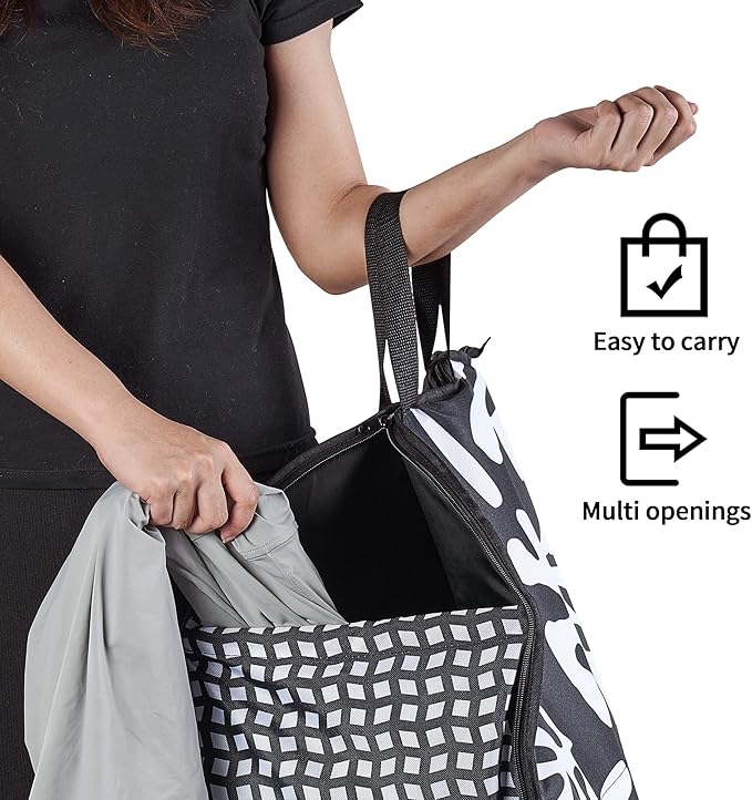 JOMOLA Collapsible Laundry Hamper 75L Large Fabric Foldable Laundry Basket Dirty Clothes Laundry Bag with Handles for Family College Dorm Storage Organizer (Black)