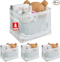 Clear Large Storage Baskets for Shelves, Collapsible Storage Bins with Handles for Clothes, Sheets, Books | Shelf Baskets for Home and Closet Organizer (Clear, 4 Pack)