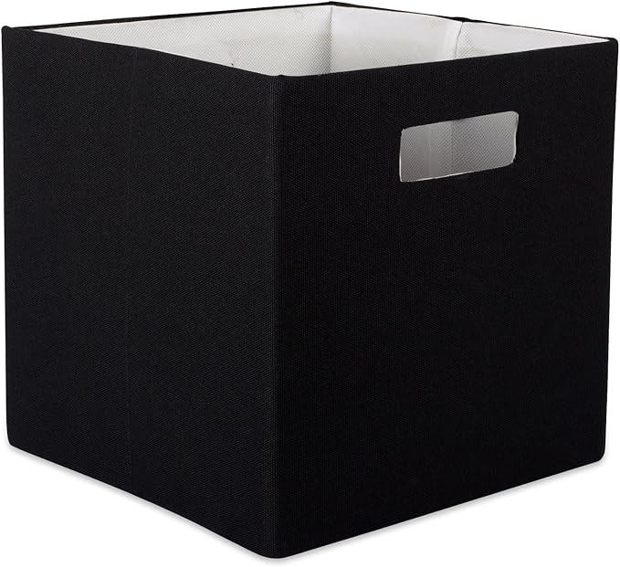 DII Collapsible Polyester Storage Cube, Solid, Lightweight and Durable, Small Square, 11x11x11", Black