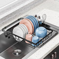 Expandable in Sink Dish Drying Rack - Adjustable Capacity Over The Sink Dish Drainer Drying Rack with Utensil Holder for Kitchen Counter, Drying Rack for Small Space,14.37“-21.06”L x 11.81“W x 3.74”D
