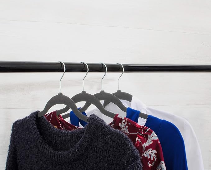 Premium 20 Pack - Ultra Thin No Slip Velvet Suit Swivel Hangers - 21" Extra Wide Strong Velvet Hangers - Space Saving Clothes Hangers - 21x0.2x10 inches(Grey)