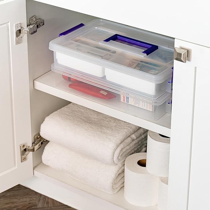 IRIS USA 9 Qt. Plastic Craft Storage Container Bins with Lids, 1 Pack, Small Art & Office Supply Organizer Tote, Sensory Bins & Boxes for Home & University, Latchable, Stackable, Portable, Clear