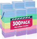 TEAWOO Microfiber Towels Bulk-300 Pack, Cleaning Cloths, Microfiber Towels for Cars, Cleaning Rags 5 Colors Assorted (12x12 inches)